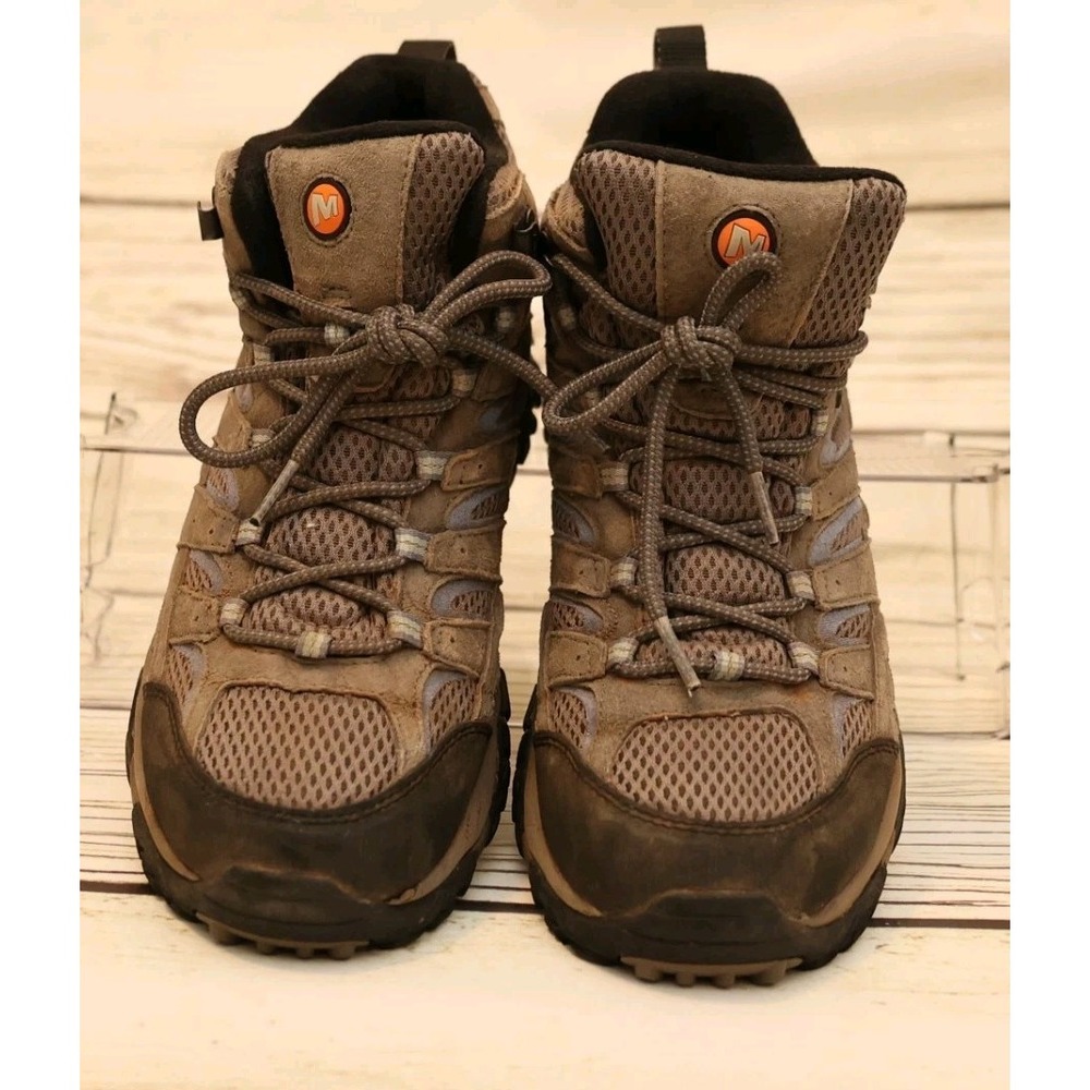 Merrell Granite Mid Waterproof Hiking Boots Women's 10‎ Vibram Suede Mesh Brown